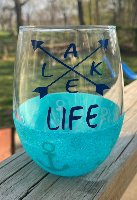 Lake Life Wine Glass