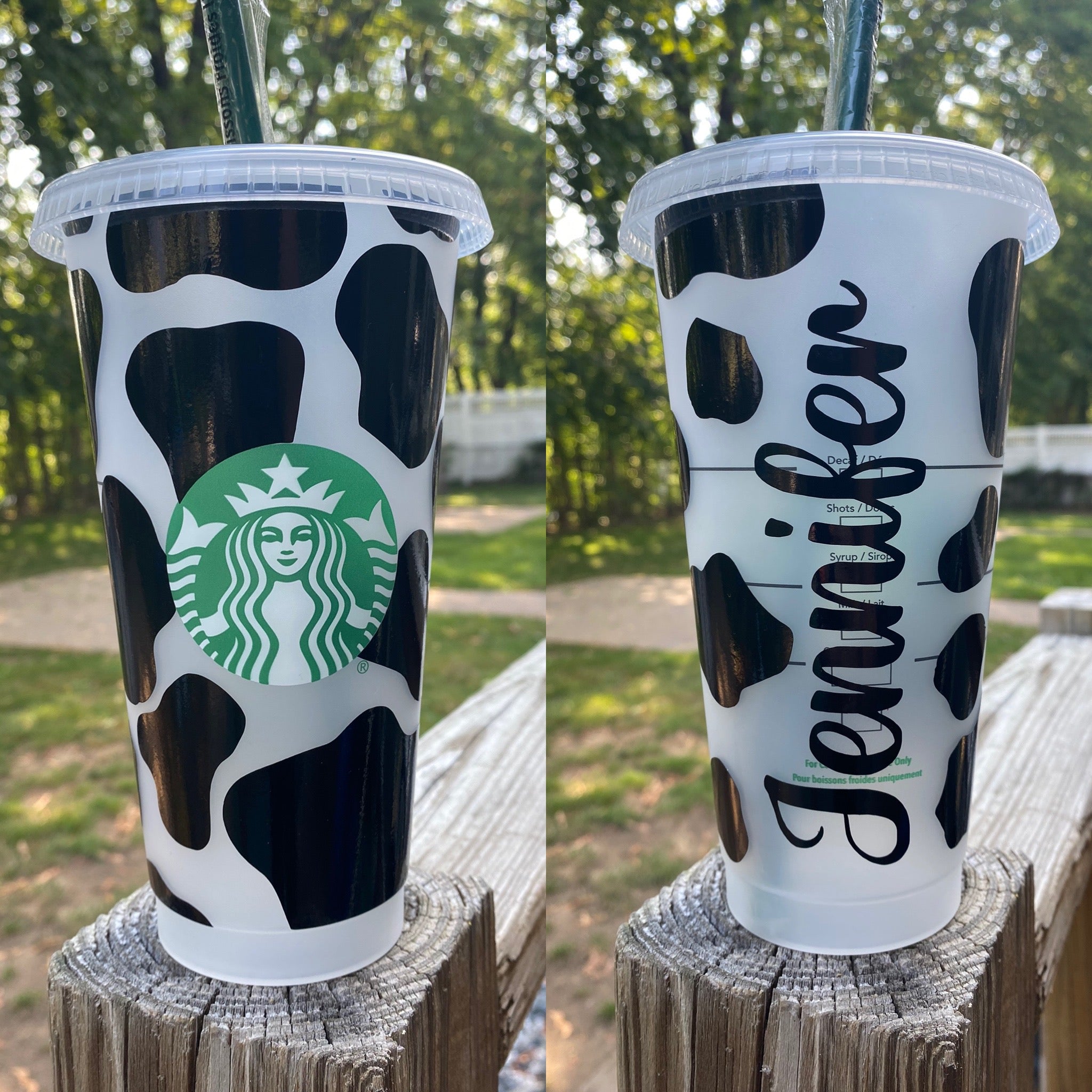 Cow print reusable newest starbuckscup