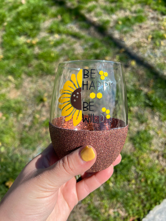 Sunflower Wine Glass