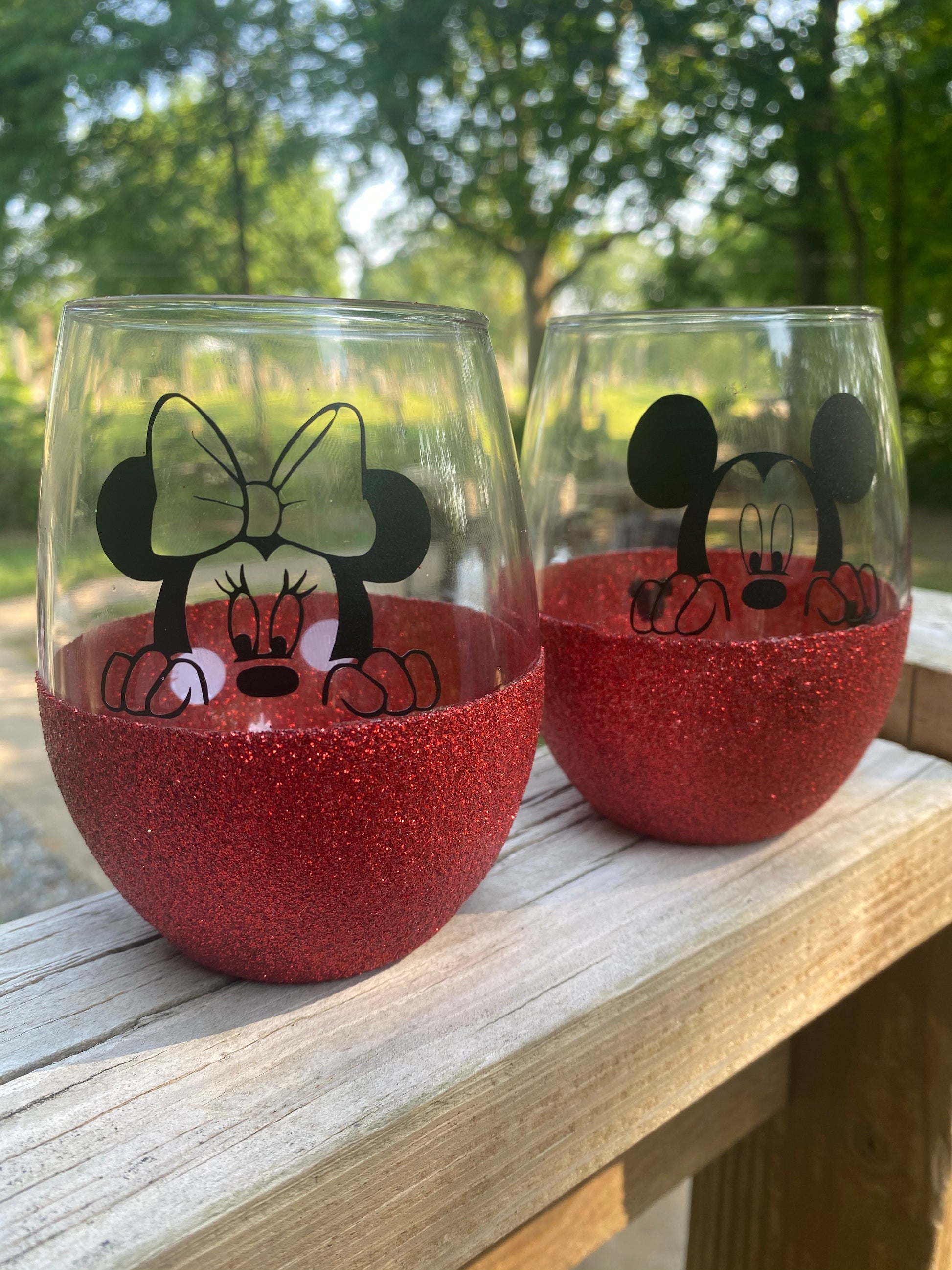 Mickey and Minnie Wine Glass